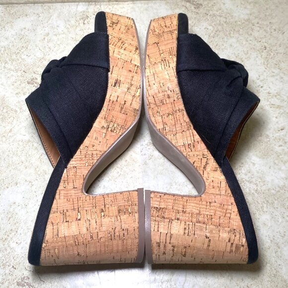 Yellow Box Black Knotted Wedge Heel Sandals Cork Platform & Heel Womens Sz 7 - Picture 5 of 8